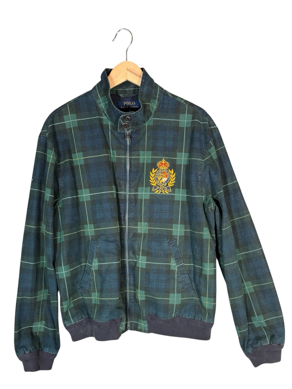 POLO Raph Lauren Harrington Jacket Tartan Black Watch Tartan Plaid Green Preppy - Picture 1 of 10